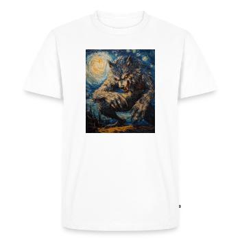 Loup loup-garou style Van Gogh - T-shirt Premium bio Homme - blanc - Devant - Nico (187cm)