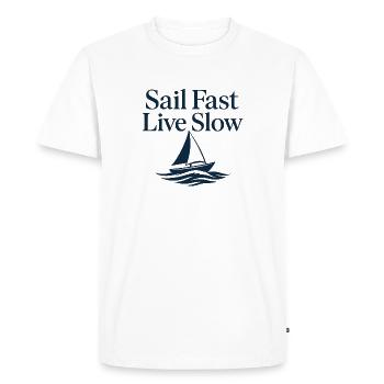Nautic Design Sail Fast Live Slow Voilier - T-shirt Premium bio Homme - blanc - Devant - Nico (187cm)