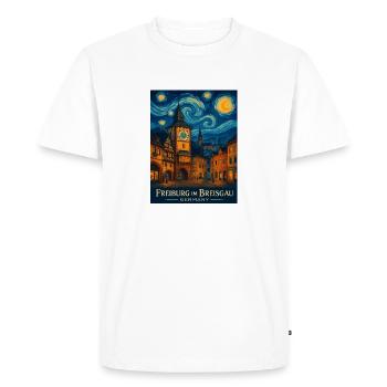Fribourg Nuit étoilée Paysage urbain - T-shirt Premium bio Homme - blanc - Devant - Nico (187cm)