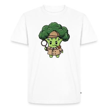 Mignon Brocoli Détective Espion Dessin animé Végétarien - T-shirt Premium bio Homme - blanc - Devant - Nico (187cm)
