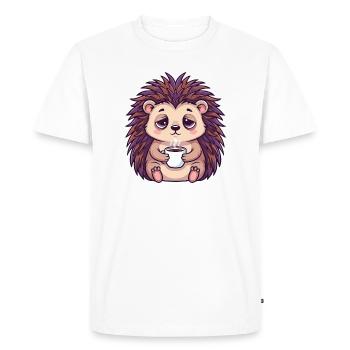 Mignon hérisson café caféine dessin animé employé de bureau - T-shirt Premium bio Homme - blanc - Devant - Nico (187cm)