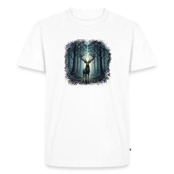 Forest Deer Scene Hunting Nature Lover - Men's Premium Organic T-Shirt - white - Front - Nico (187cm)