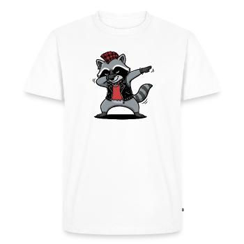 Punk Rock Raccoon – DAB Move dans le style comique - T-shirt Premium bio Homme - blanc - Devant - Nico (187cm)