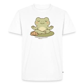 Meditating frog on water lily - Men's Premium Organic T-Shirt - white - Front - Nico (187cm)