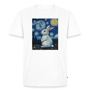 Rabbit Van Gogh Style Starry Night - Men's Premium Organic T-Shirt - white - Front - Nico (187cm)