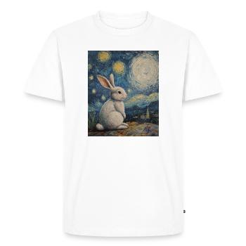 Rabbit Van Gogh Style Starry Night - Men's Premium Organic T-Shirt - white - Front - Nico (187cm)