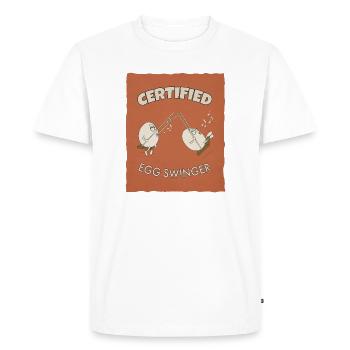 Certified Egg Swinger – Funny Egg Design - Men's Premium Organic T-Shirt - white - Front - Nico (187cm)