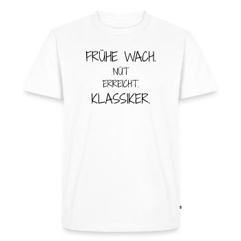 Design affirmatif – l’ironie rencontre la vie quotidienne - T-shirt Premium bio Homme - blanc - Devant - Nico (187cm)