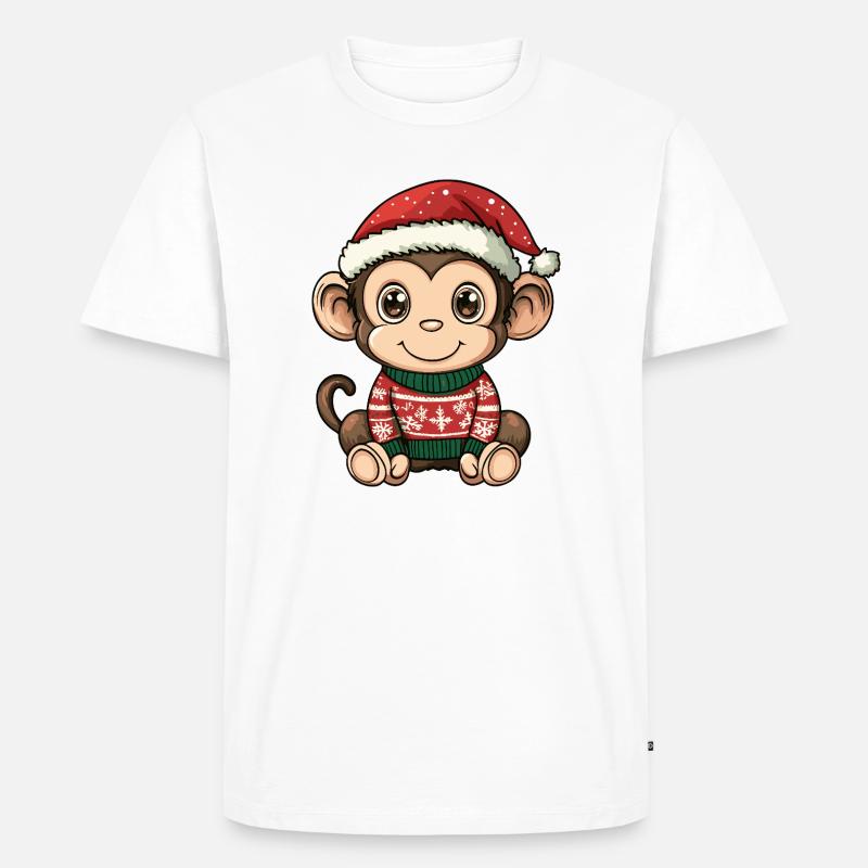 Affe Weihnachten - Männer Premium Bio T-Shirt - Weiß