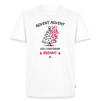 Avent, Avent - le sapin de Noël brûle - T-shirt Premium bio Homme - blanc - Devant - Nico (187cm)
