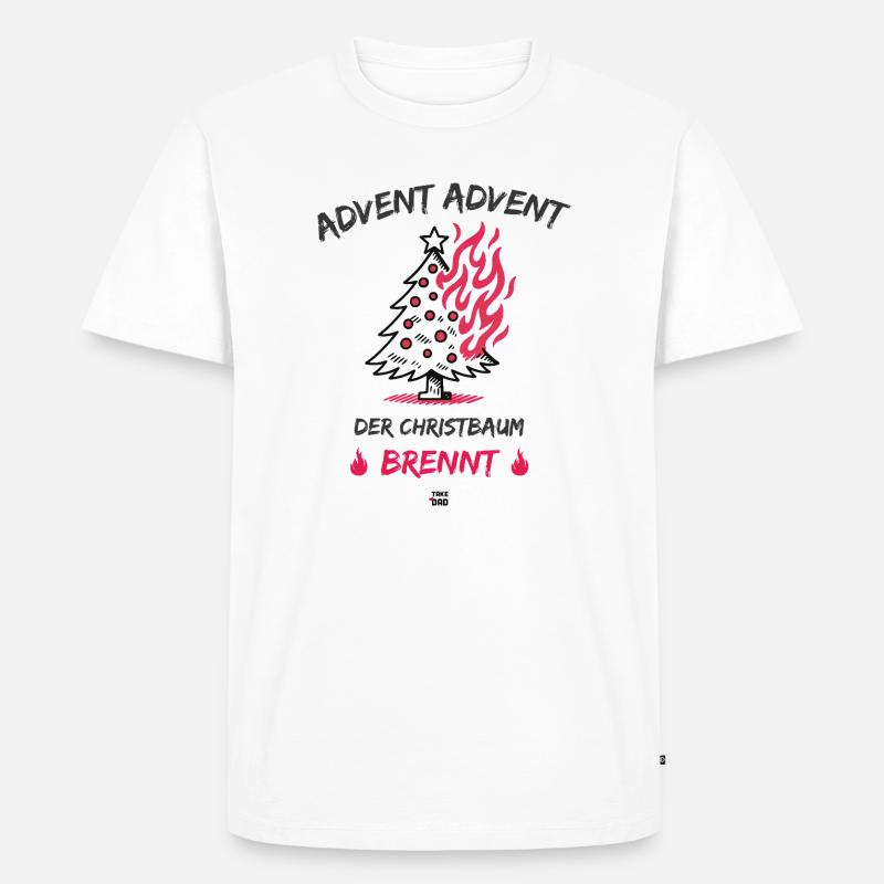 Advent, Advent - der Christbaum brennt - Männer Premium Bio T-Shirt - Weiß