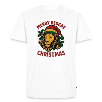 MERRY REGGAE CHRISTMAS Lion Rastafari - Men's Premium Organic T-Shirt - white - Front - Nico (187cm)