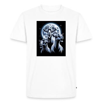 Three goats in front of full moon and starry night - Men's Premium Organic T-Shirt - white - Front - Nico (187cm)