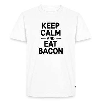Keep Calm and Eat Bacon - Men's Premium Organic T-Shirt - white - Front - Nico (187cm)