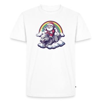 Loup Père Noël Noël - T-shirt Premium bio Homme - blanc - Devant - Nico (187cm)