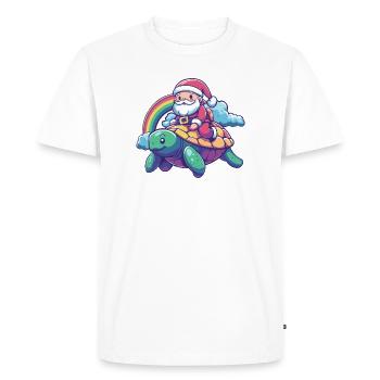 Tortue Père Noël - T-shirt Premium bio Homme - blanc - Devant - Nico (187cm)