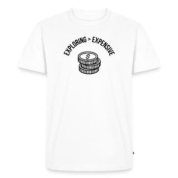 Explorer > coûteux – Chemise de voyage - T-shirt Premium bio Homme - blanc - Devant - Nico (187cm)