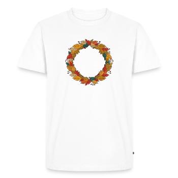 Cercle de couronne de feuilles d’automne - T-shirt Premium bio Homme - blanc - Devant - Nico (187cm)