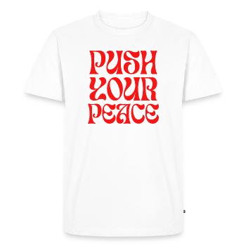Push Your Peace Peacezeichen Frieden - Men's Premium Organic T-Shirt - white - Front - Nico (187cm)
