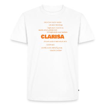 Sayings Clarisa - Men's Premium Organic T-Shirt - white - Front - Nico (187cm)
