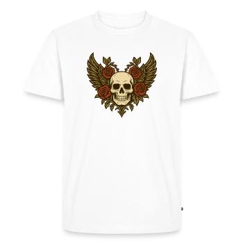 Skull Rose Wings Heart - Men's Premium Organic T-Shirt - white - Front - Nico (187cm)