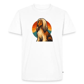 Chien Afghan au coucher de soleil rétro - T-shirt Premium bio Homme - blanc - Devant - Nico (187cm)