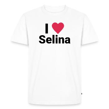 I LOVE SELINA - Men's Premium Organic T-Shirt - white - Front - Nico (187cm)