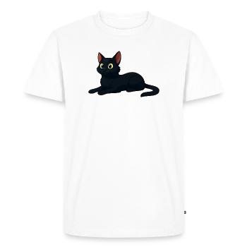 Chat noir cartoon élégant - T-shirt Premium bio Homme - blanc - Devant - Nico (187cm)