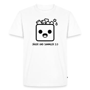Chasseur-cueilleur 2.0 | Joueur et butin - T-shirt Premium bio Homme - blanc - Devant - Nico (187cm)