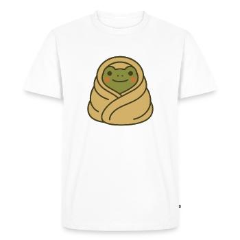 Eingekuschelter Frosch – Grenouille couverture douillette - T-shirt Premium bio Homme - blanc - Devant - Nico (187cm)