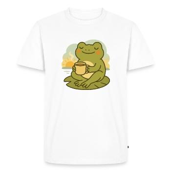 Frog with Coffee – Morning Rest Design - Men's Premium Organic T-Shirt - white - Front - Nico (187cm)