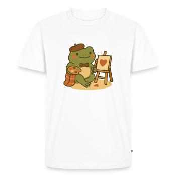 Grenouille peintre – Créative et sincère - T-shirt Premium bio Homme - blanc - Devant - Nico (187cm)