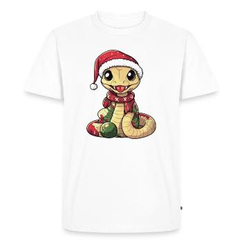 Serpent Cobra Noël - T-shirt Premium bio Homme - blanc - Devant - Nico (187cm)