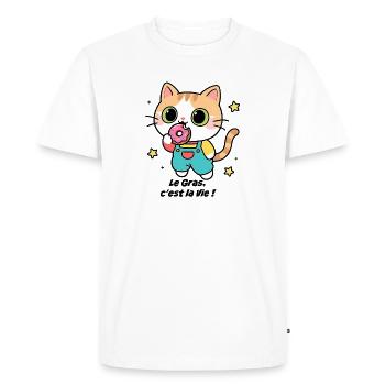 Chaton gourmand donuts, le Gras, c'est la Vie ! - T-shirt Premium bio Homme - blanc - Devant - Nico (187cm)