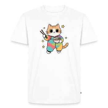 Chat Ramen Kimono Coloré - T-shirt Premium bio Homme - blanc - Devant - Nico (187cm)