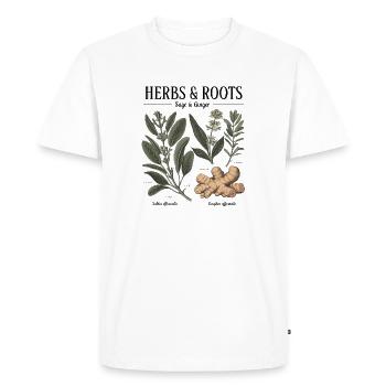 Herbes et racines – Sauge et gingembre - T-shirt Premium bio Homme - blanc - Devant - Nico (187cm)