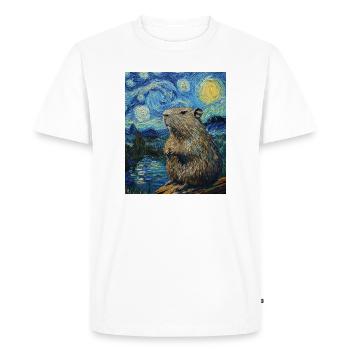 Capybara Van Gogh Style Starry Night - Men's Premium Organic T-Shirt - white - Front - Nico (187cm)