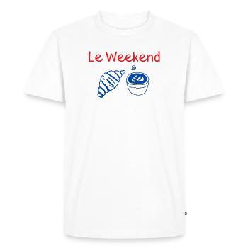 Le Weekend Croissant et Café Bleu - T-shirt Premium bio Homme - blanc - Devant - Nico (187cm)