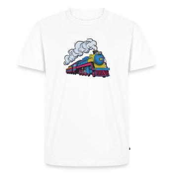 Steam locomotive color explosion - Men's Premium Organic T-Shirt - white - Front - Nico (187cm)