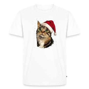 Cat Christmas Winter Hat Snow Winter - Men's Premium Organic T-Shirt - white - Front - Nico (187cm)