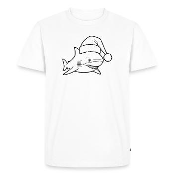 Illustration de bande dessinée de requins de Noël - T-shirt Premium bio Homme - blanc - Devant - Nico (187cm)