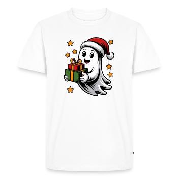 Fantôme avec des cadeaux de Noël - T-shirt Premium bio Homme - blanc - Devant - Nico (187cm)