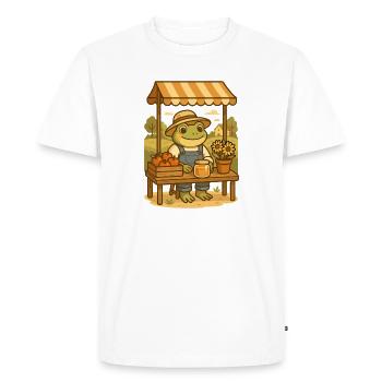 Grenouille au stand du marché – Cottagecore Frog - T-shirt Premium bio Homme - blanc - Devant - Nico (187cm)