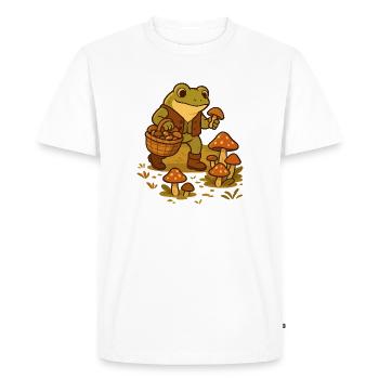 Grenouille avec panier à champignons – Mushroom Picker Frog - T-shirt Premium bio Homme - blanc - Devant - Nico (187cm)