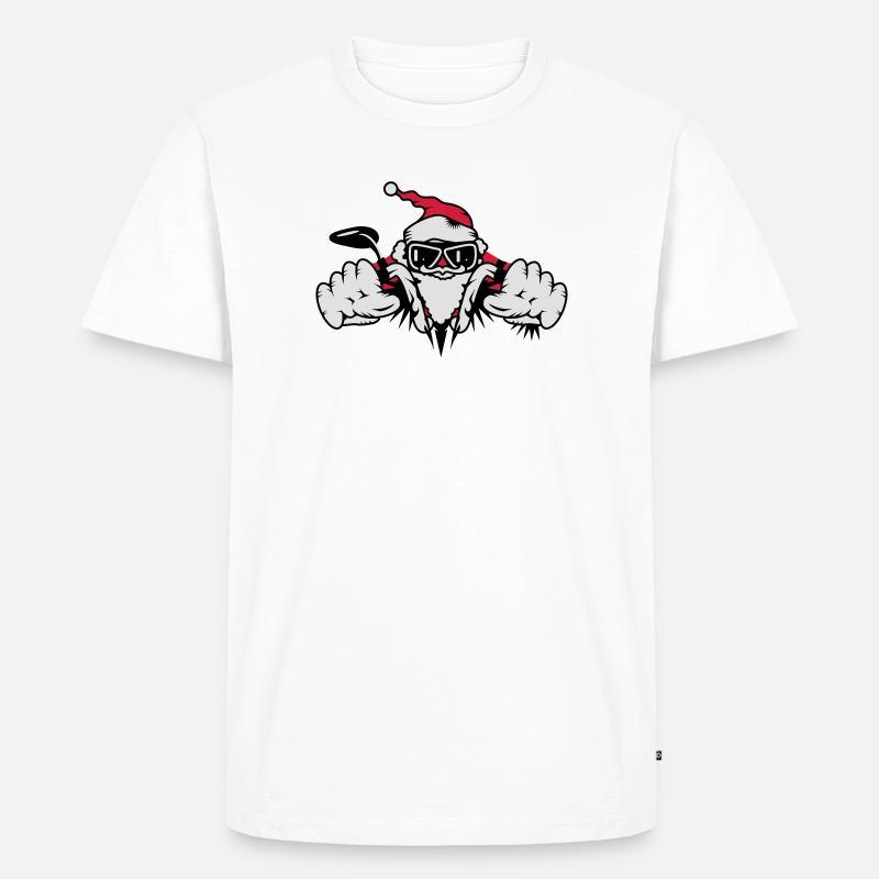 Weihnachtsmann auf Motorrad mit Geschenken - Männer Premium Bio T-Shirt - Weiß