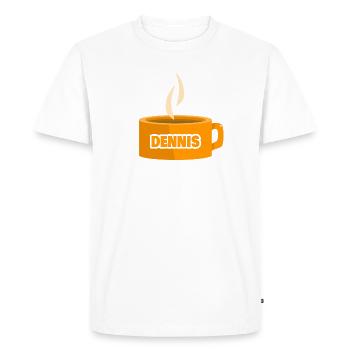 Dennis as a teacup - Men's Premium Organic T-Shirt - white - Front - Nico (187cm)