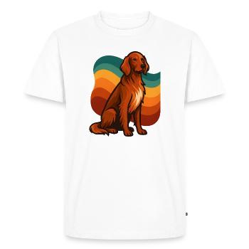Chien setter rouge irlandais dans une palette de vagues rétro - T-shirt Premium bio Homme - blanc - Devant - Nico (187cm)