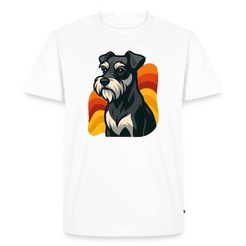 Chien schnauzer miniature au coucher du soleil - T-shirt Premium bio Homme - blanc - Devant - Nico (187cm)