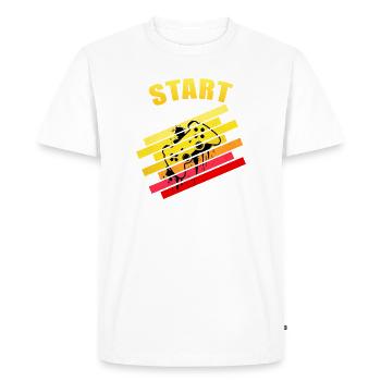 Retro vintage Start Gaming Controller | Neon Graff - Men's Premium Organic T-Shirt - white - Front - Nico (187cm)