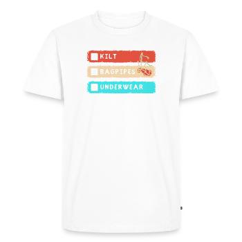 Kilt Scotland Scotland Jupe Tartan - T-shirt Premium bio Homme - blanc - Devant - Nico (187cm)